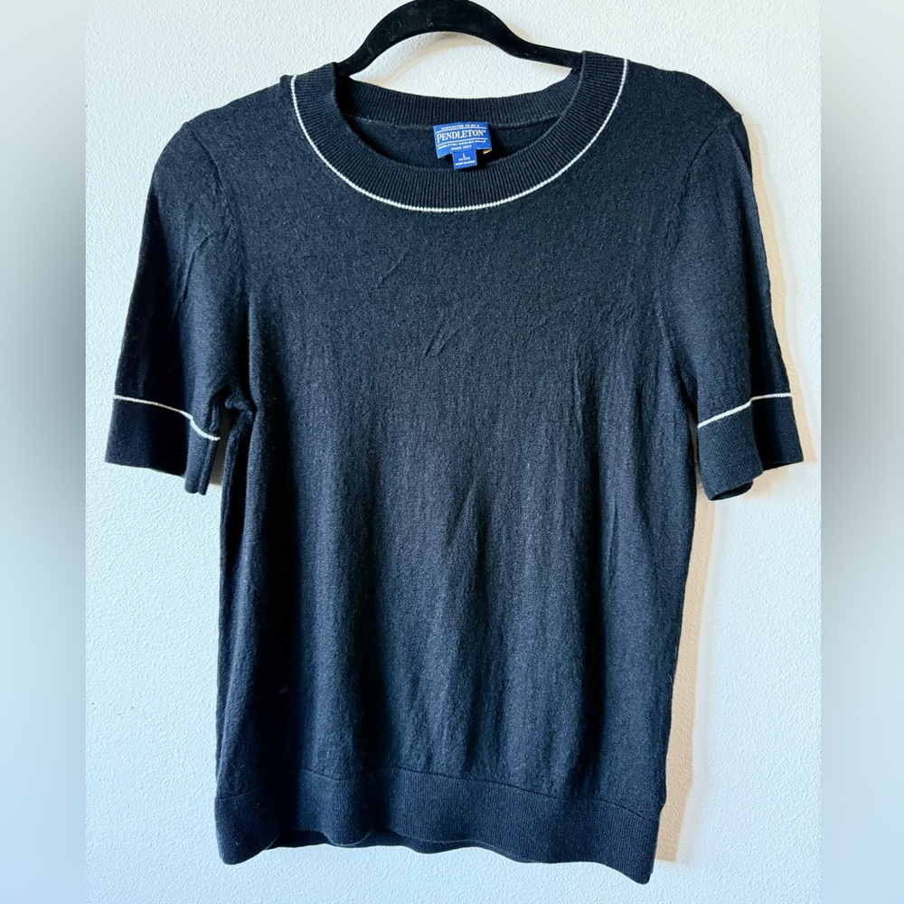 Pendleton Black Sweater with White Trim